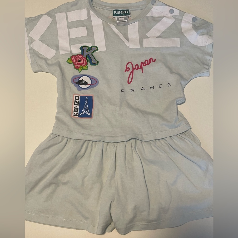 KENZO Little Girls amp Girls Organic Cotton Logo Romper
Pale Blue size:4T